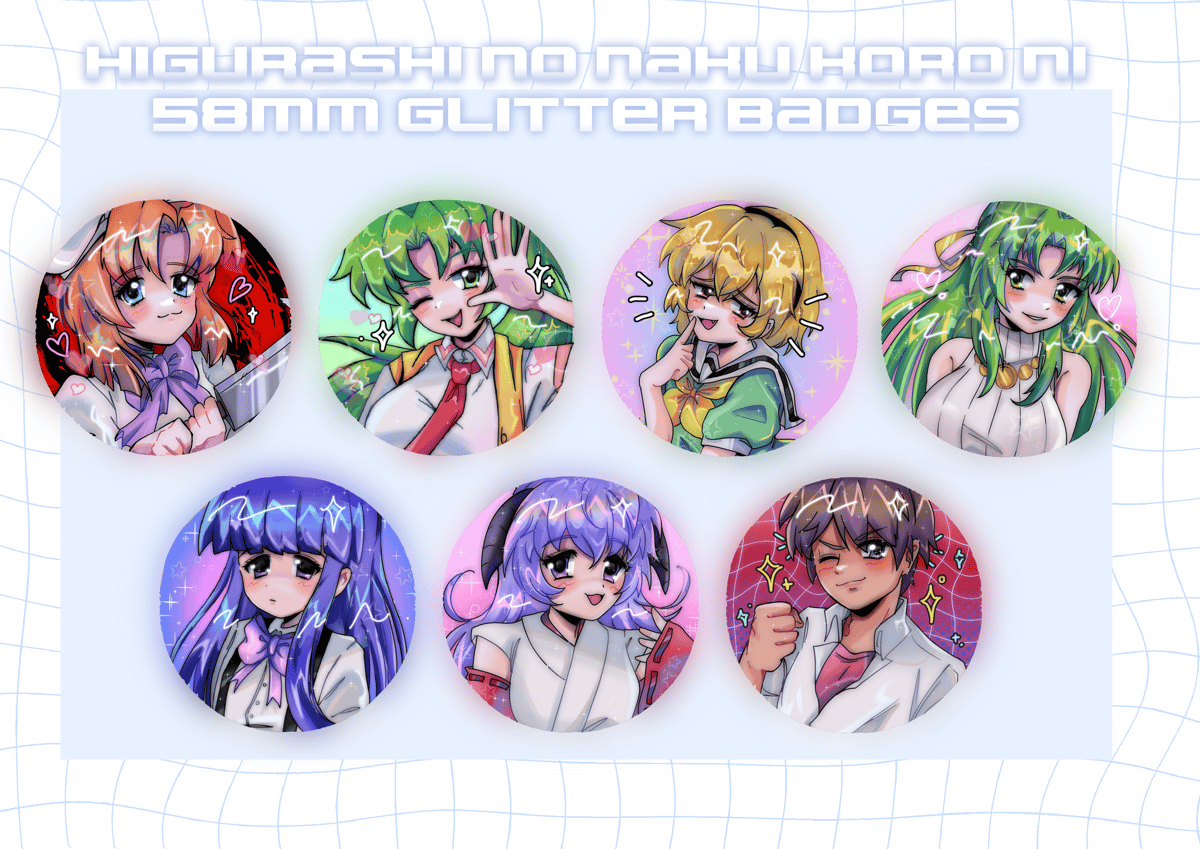 Higurashi no Naku Koro ni - 58mm Glittery Circle Badges | NXCROMANTIK