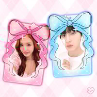 Image 1 of Pink & Blue Coquette Bow Double Sided Acrylic Photocard Holder