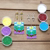 Image 1 of Beaded Cactus Earrings | Cactus Fringe Earrings