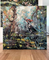 Image 1 of Springtime Haunts – Pileated woodpecker big painting on canvas