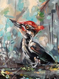 Image 4 of Springtime Haunts – Pileated woodpecker big painting on canvas