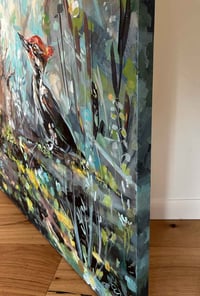 Image 3 of Springtime Haunts – Pileated woodpecker big painting on canvas