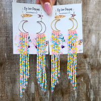 Image 3 of Crescent Moon Fringe Earrings