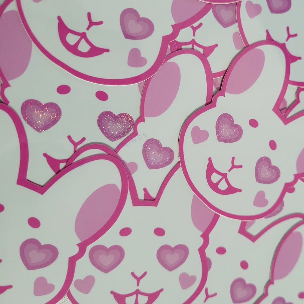 Image of "Love Bunny" Glitter Holographic Large Vinyl Stickers