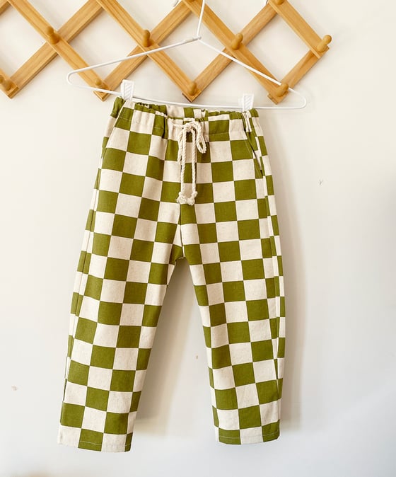 Image of Ziggy Pants in Khaki Checkerboard 