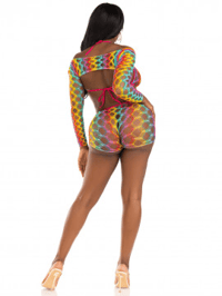 Image 3 of Net Bra Top With Shrug and Boy Shorts