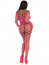 Image 3 of Neon Pink Net Crop Top and Footless Tights 