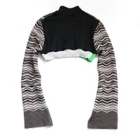 Image 3 of black and white gray turtleneck zipper courtneycourtney adult L large longsleeve sweater shrug green