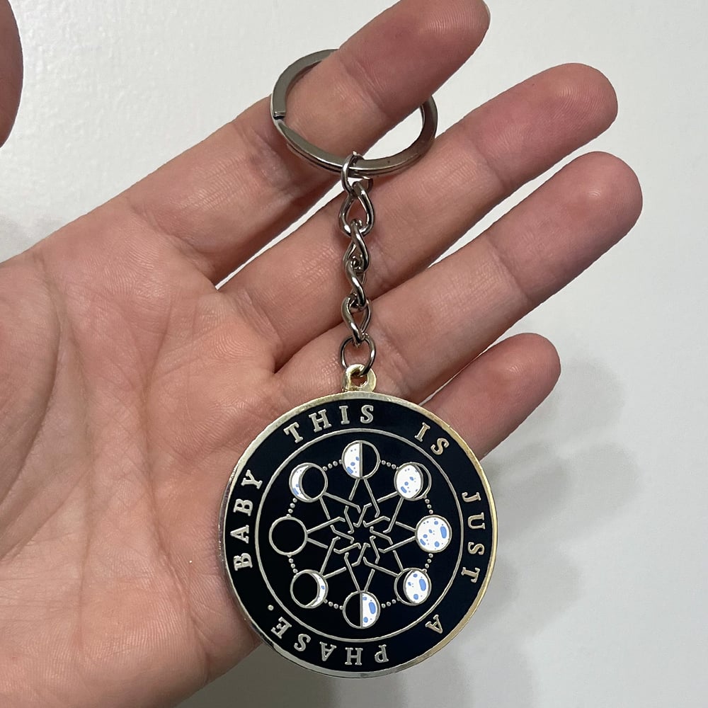 Baby This is Just a Phase Black and White Hard Enamel Keychain