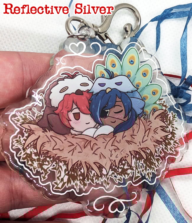 [PROTOTYPES LEFT] 3" Inch Silver Hot stamped Epoxy Kaeluc Nesting Charm w/ Silver Clasp