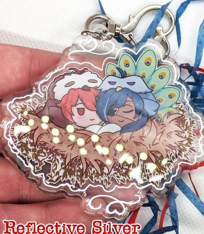 [PROTOTYPES LEFT] 3" Inch Silver Hot stamped Epoxy Kaeluc Nesting Charm w/ Silver Clasp