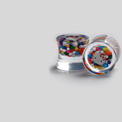 Image of Clear Double Flared Hello Kitty Plugs