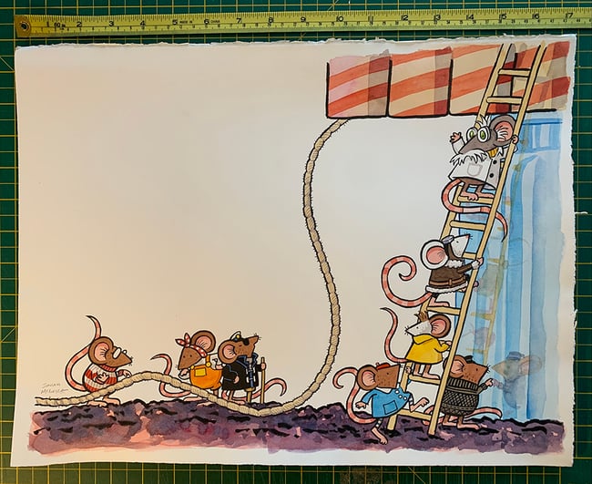 Mice on the Moon original art: Examining Quatermouse's Rocket