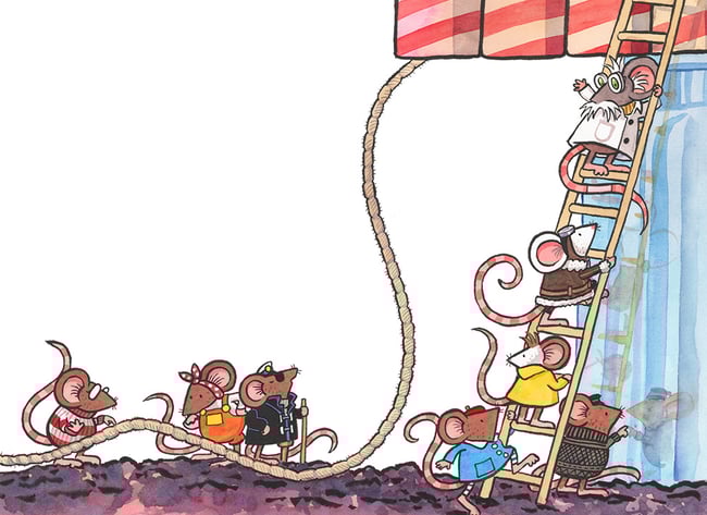 Mice on the Moon original art: Examining Quatermouse's Rocket