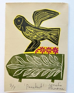 Image of Parakeet / Chine Colle Relief print 