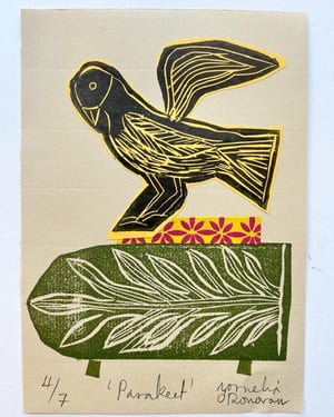Image of Parakeet / Chine Colle Relief print 