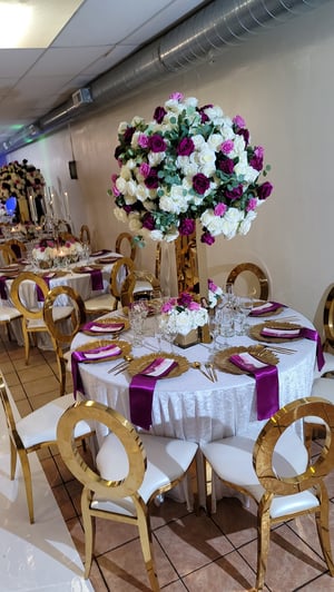 Image of 80 cm voilet fushia white  Silk flower centerpiece  