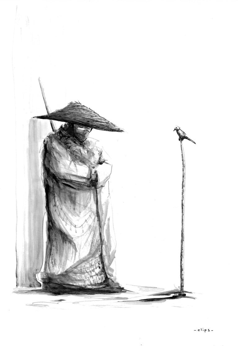 "Le messager" / ORIGINAL (format A4, techniques mixtes)