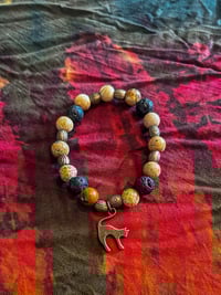 Image 2 of Golden Pietersite Gemstone Bracelet - Cat Charm