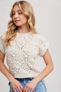 Image 1 of KNIT SWEATER SHORT SLEEVED PULLOVER- MID JAN ARRIVAL