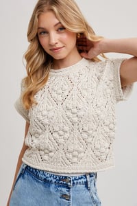 Image 2 of KNIT SWEATER SHORT SLEEVED PULLOVER- MID JAN ARRIVAL