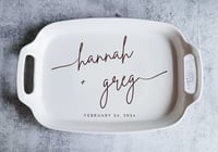 Image 3 of Personalized Ceramic Wedding or Anniversary Tray Oven Safe
