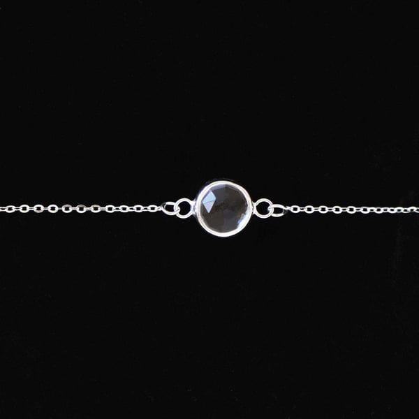Image of Clear Quartz rose cut x silver chain bracelet