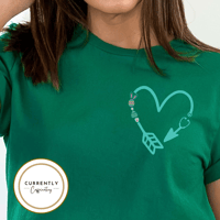 Image 1 of Easter Bunny Teal Stethoscope Nurse  Tee