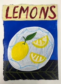 Lemons on cobalt blue