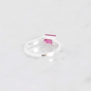Image of Pink Ruby bevel cut wide round band silver ring