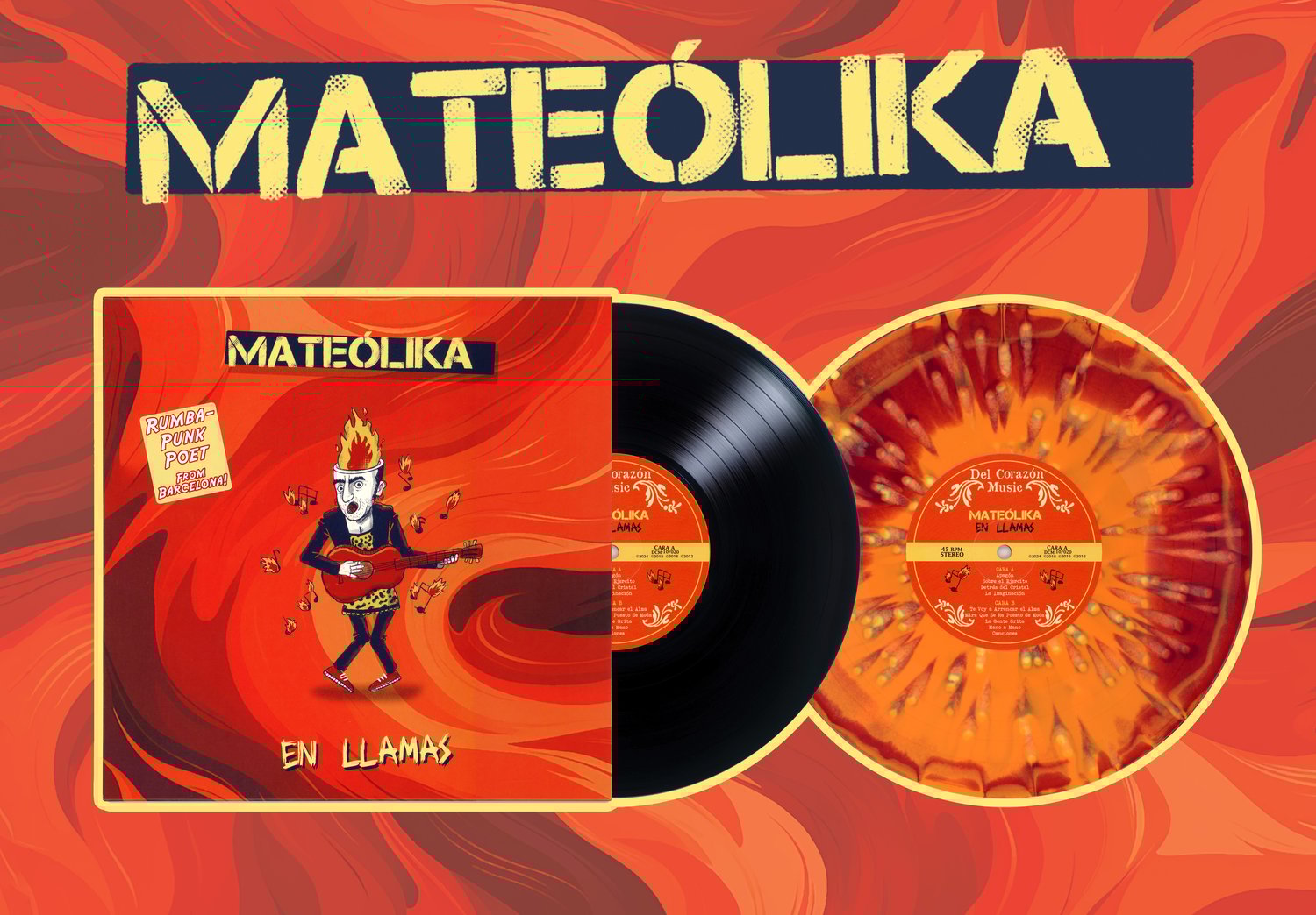 Image of Mateólika - (10") - "En Llamas" ** w/con: download card! - Rumba World Punk Poet!