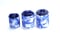 Image of Trio of Small Cylinder Vases - Blue and White Fragmented Lines Pattern