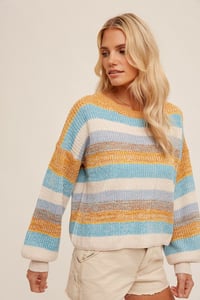 Image 2 of MULTI YARN MIXED STRIPE SWEATER PULLOVER