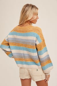 Image 4 of MULTI YARN MIXED STRIPE SWEATER PULLOVER