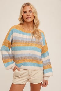 Image 3 of MULTI YARN MIXED STRIPE SWEATER PULLOVER