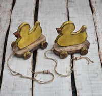 Wooden ducks  vintage  yellow