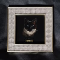 Pet portrait on 4"x4" glass, colorized.