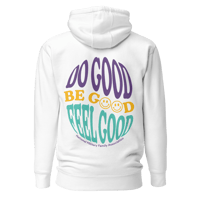 Image 2 of Adult 70s Inspired Do Good Be Good Feel Good White Hoodie