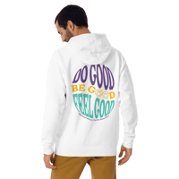 Image 4 of Adult 70s Inspired Do Good Be Good Feel Good White Hoodie