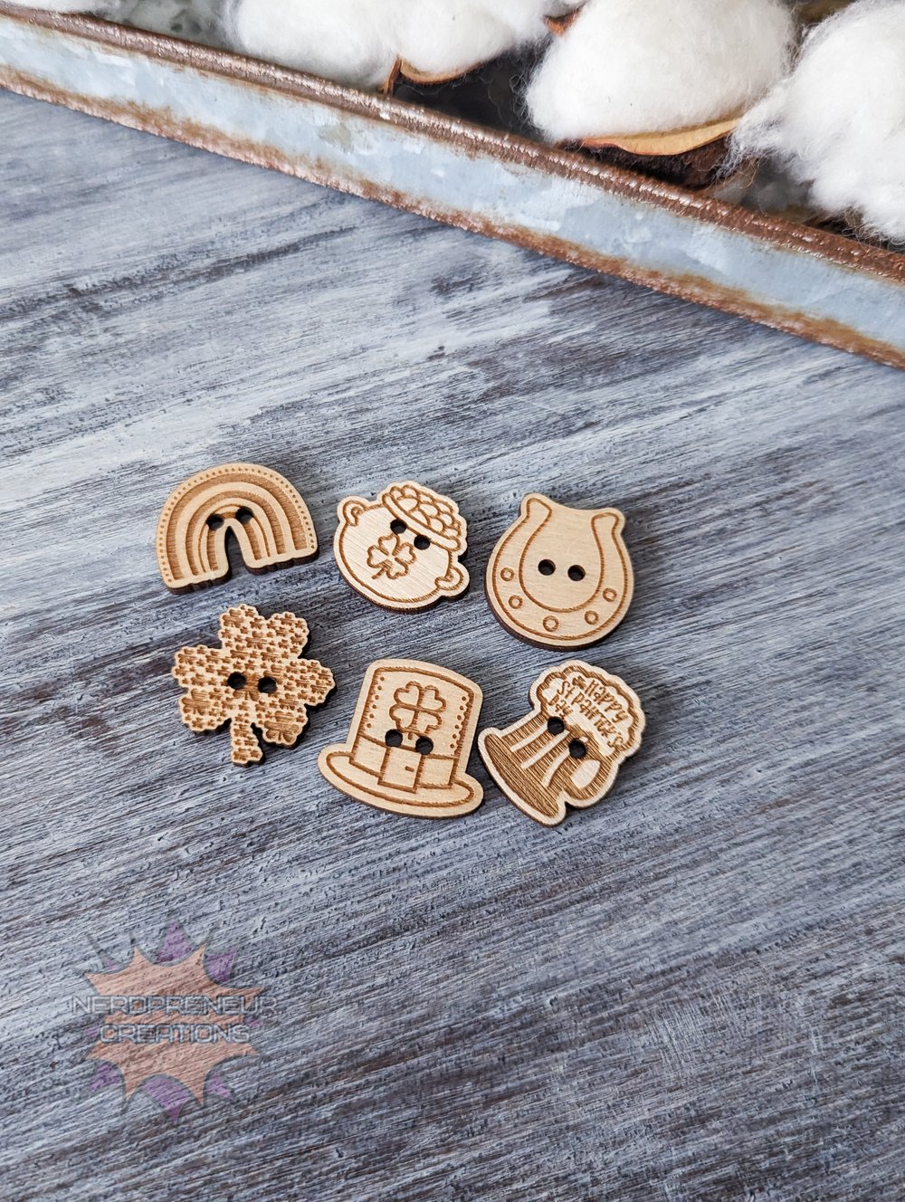 Image of St. Patrick's Day Wood Buttons Set of 6