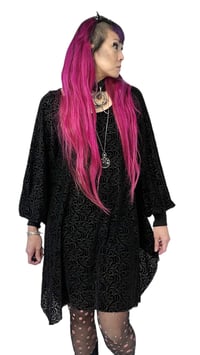 Image 2 of Burnout Velvet Noir Bishop Sleeve Dress