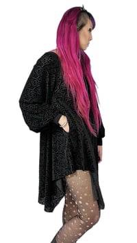 Image 1 of Burnout Velvet Noir Bishop Sleeve Dress