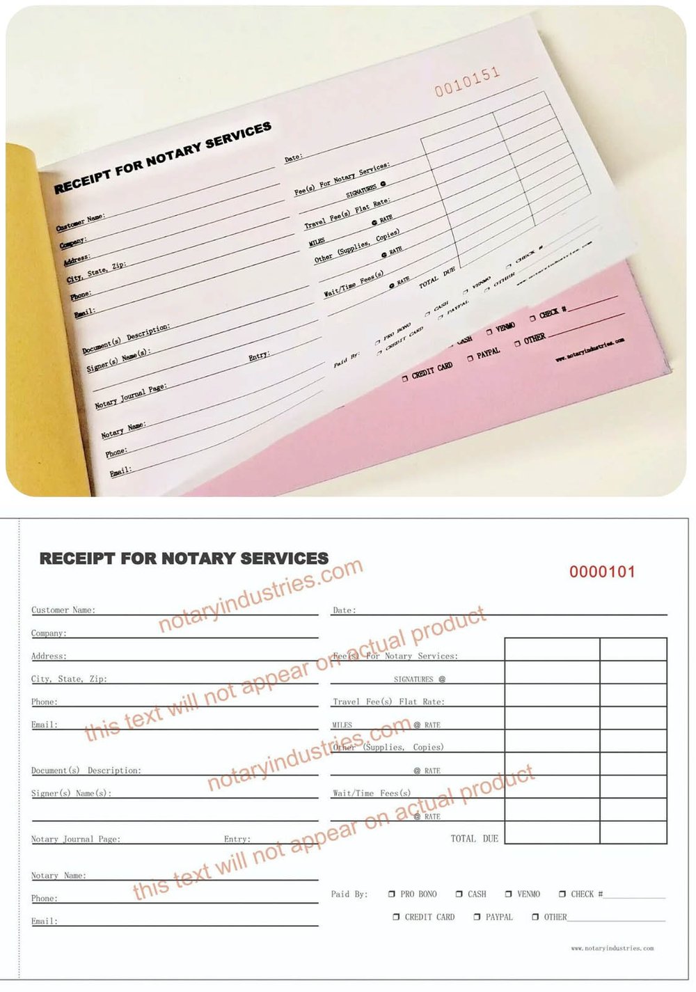 Image of Professional Notary Public Receipt Book
