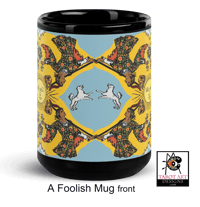 Image 2 of 'The Four Fools' Tarot Black Glossy Mug