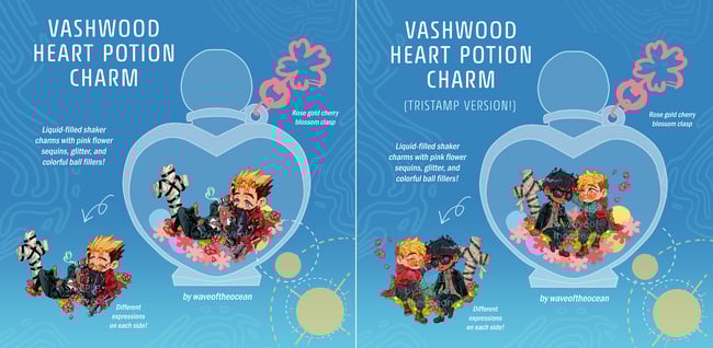 Vashwood Heart Potion Bottle Charms