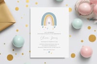 Image 1 of Rainbow + Hearts Christening Invitations - Pack of 10