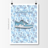 Image 1 of Sneaker Poster Bapesta Low “Blue” Hypebeast Print