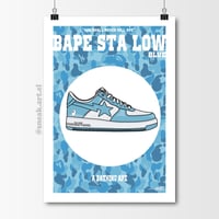 Image 2 of Sneaker Poster Bapesta Low “Blue” Hypebeast Print