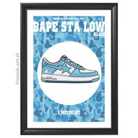 Image 3 of Sneaker Poster Bapesta Low “Blue” Hypebeast Print