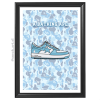 Image 4 of Sneaker Poster Bapesta Low “Blue” Hypebeast Print